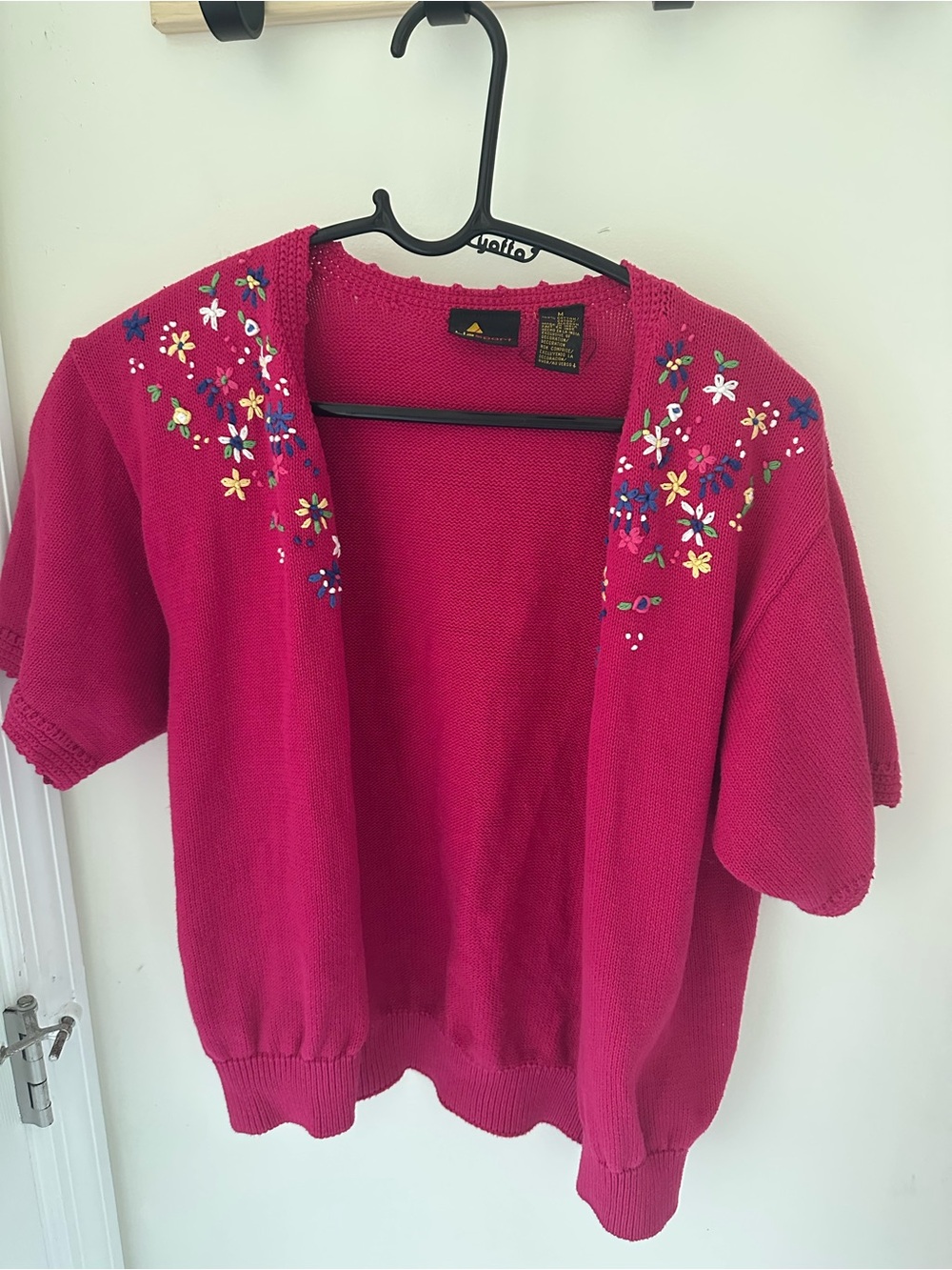 Liz Claiborne Hot Pink Embroidered Open-Front Cardigan - Picture 1 of 2